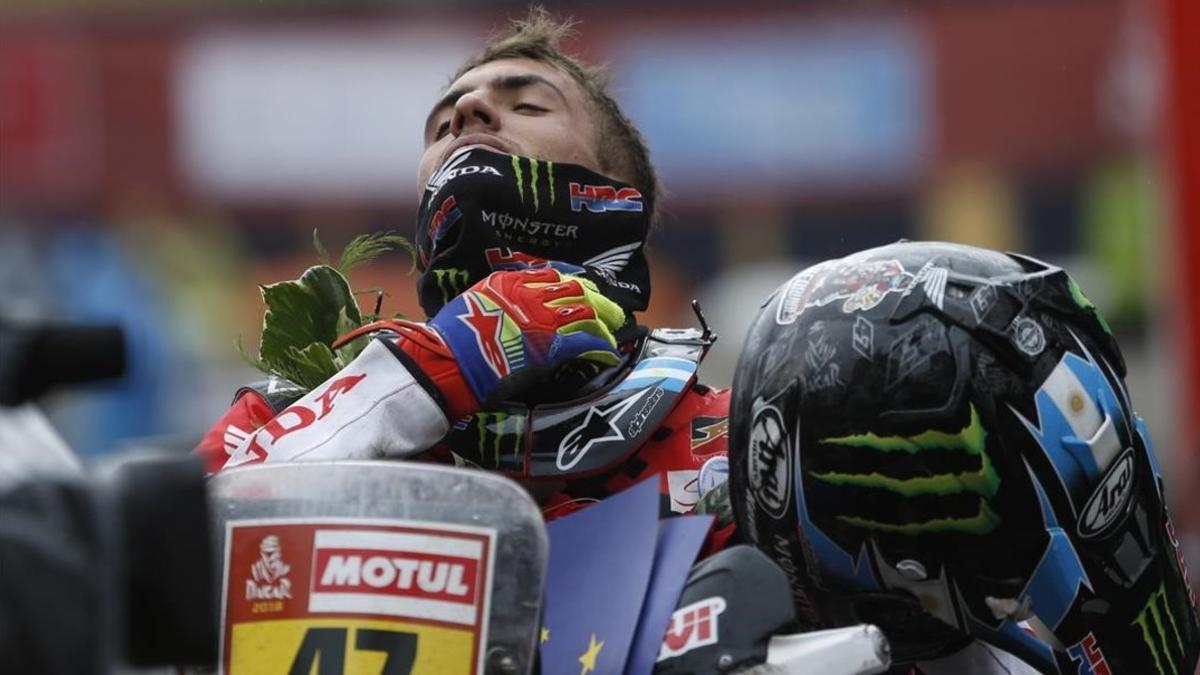 El argentino Kevin Benavides, tras encaramarse hoy al liderato del Dakar.