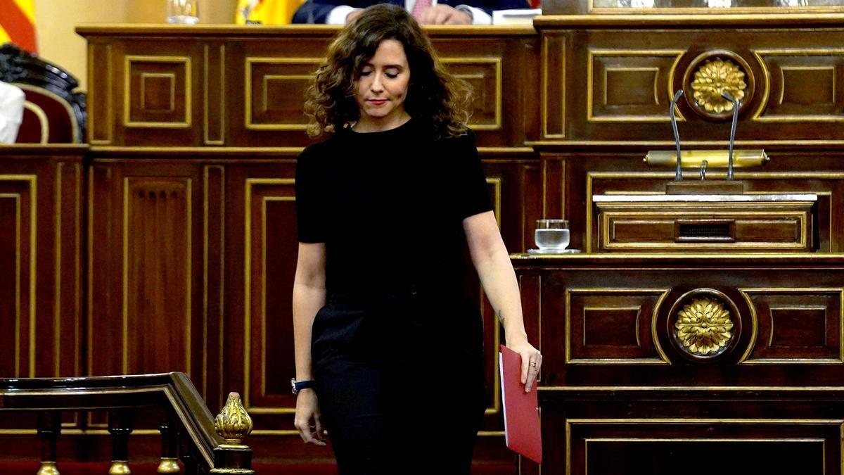 Isabel Díaz Ayuso  durante su intervención en el Senado