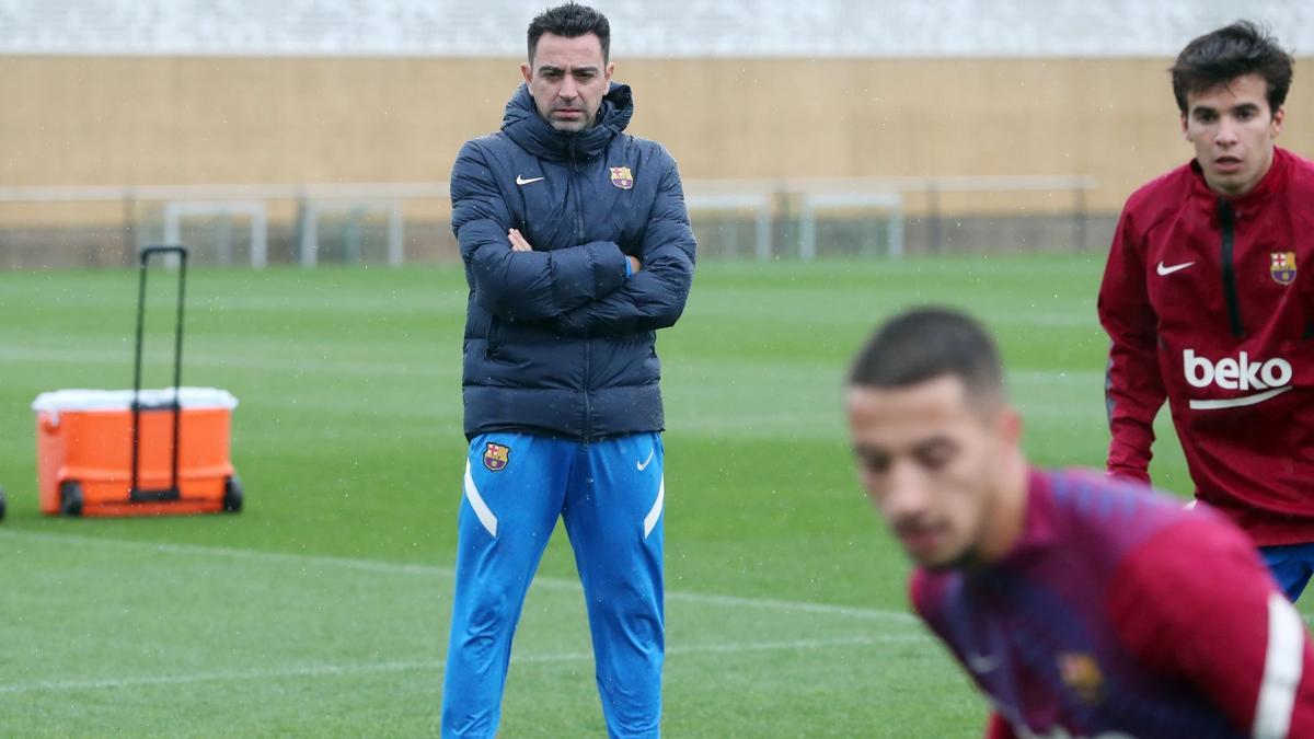 Xavi Hernández, durante una sesión de entrenamiento.