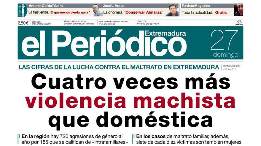 Esta es la portada de EL PERIÓDICO EXTREMADURA correspondiente al día 27 de enero del 2019