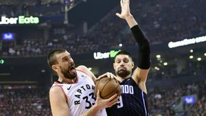 Marc Gasol, en una jugada del partido ante los Magic.