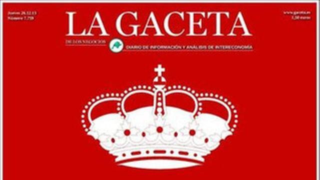 Portada de la última edición impresa de 'La Gaceta', publicada el 26 de diciembre del 2013.