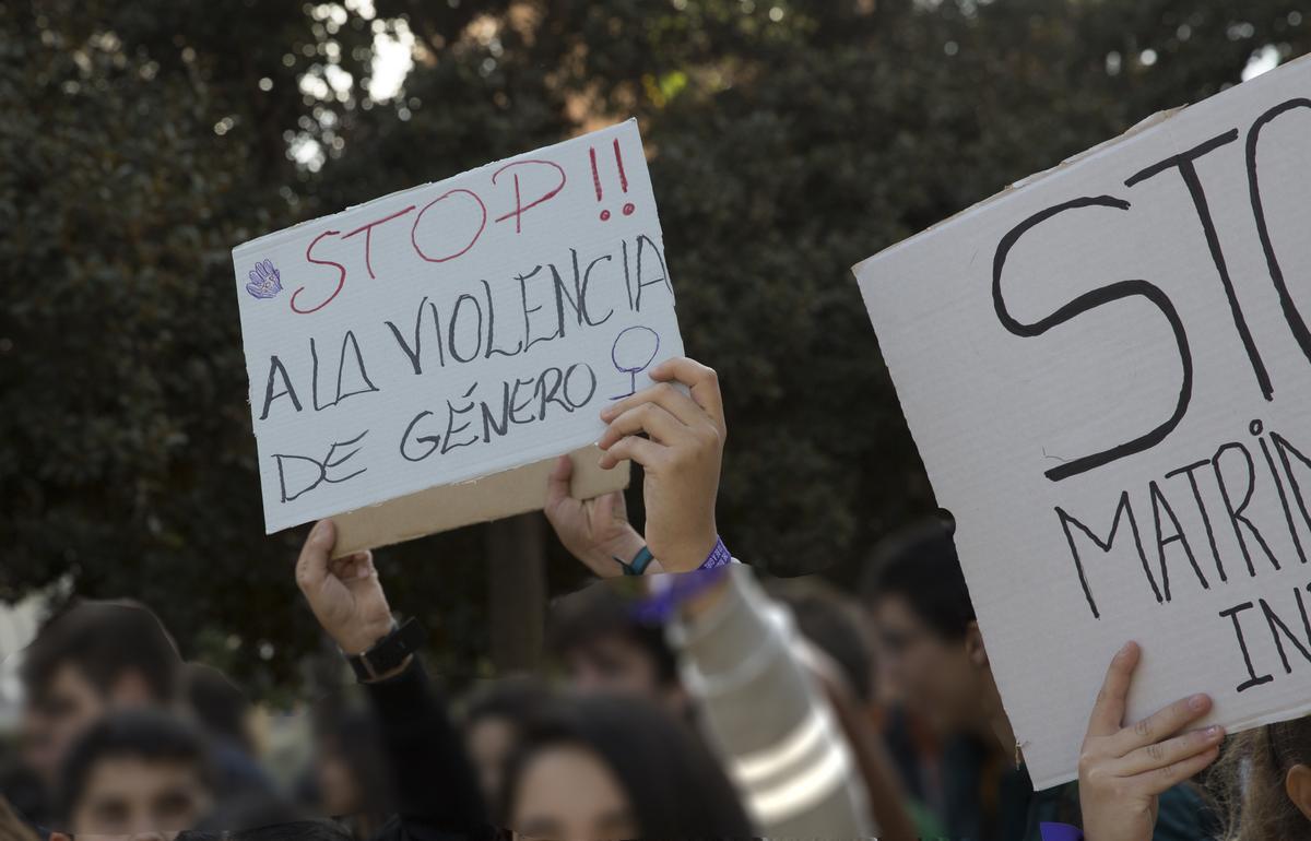 Concentración en un instituto de Alicante con motivo del Día de la Eliminación de la Violencia sobre la Mujer.