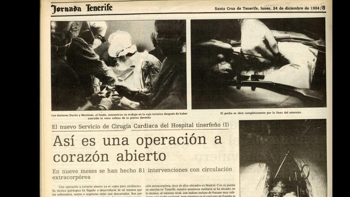 El periódico Jornada se hace eco de las primeras operaciones del servicio de cirugía cardiaca.