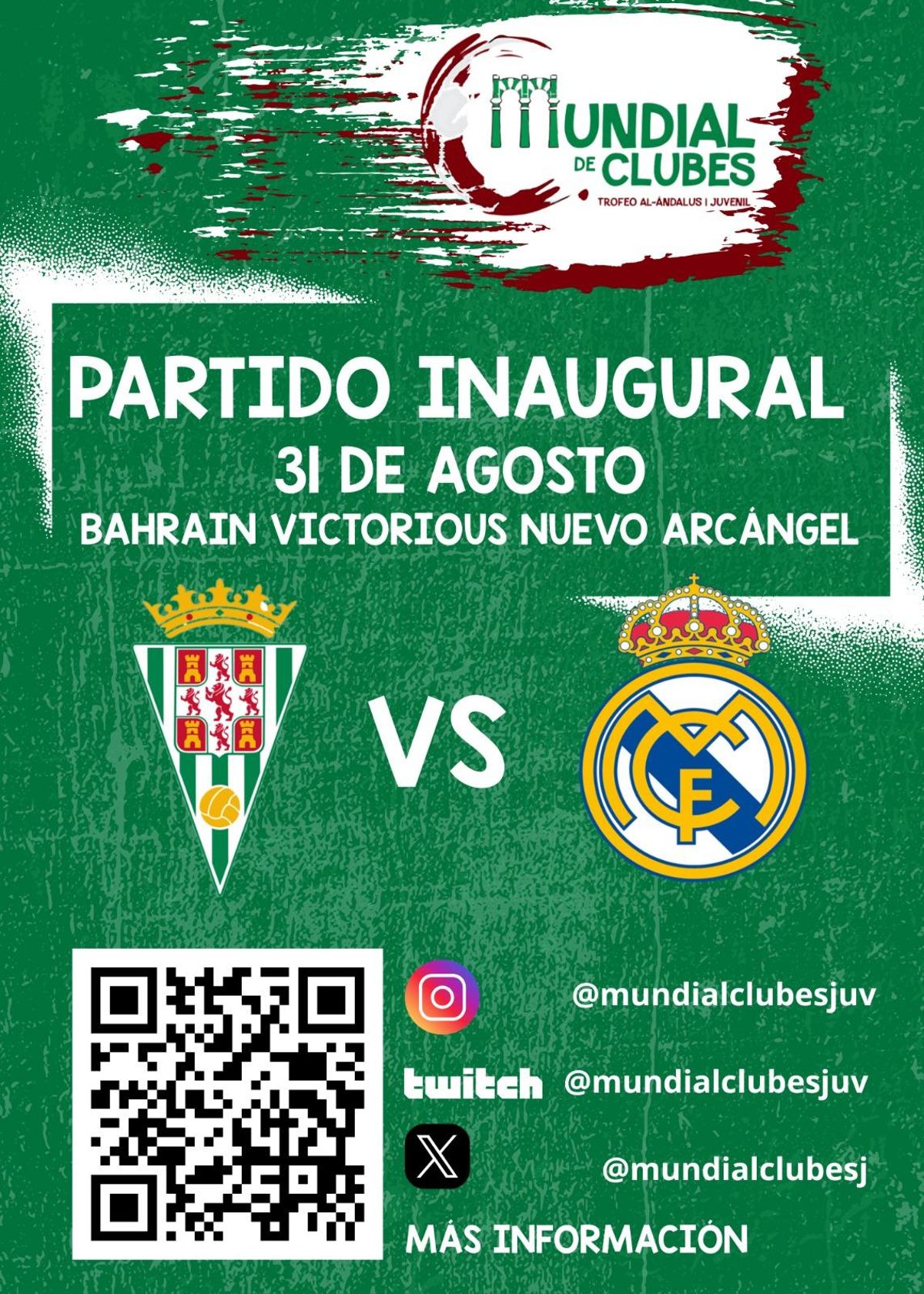 Cartel del partido inaugural del Mundialito de Clubes Juvenil Sub-18.