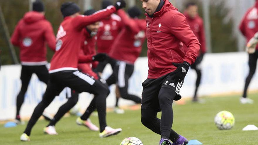 Hugo Mallo, en un entrenamiento // A.Irago