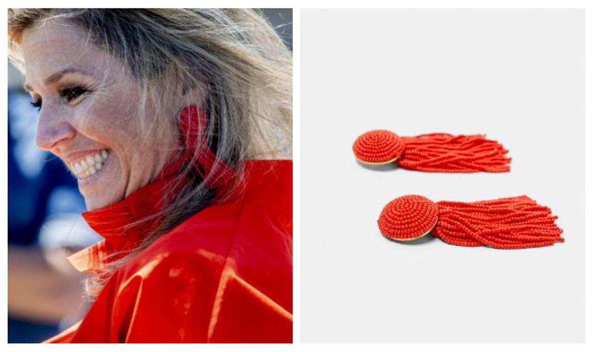Máxima de Holanda, con pendientes de flecos de Zara