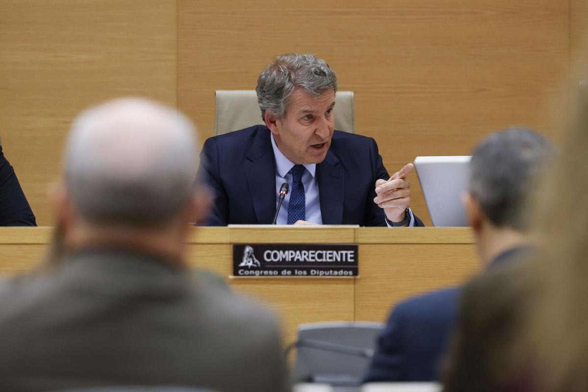 El líder del PP, Alberto Núñez Feijóo, comparece ante la comisión del Congreso que investiga la gestión de la dana.