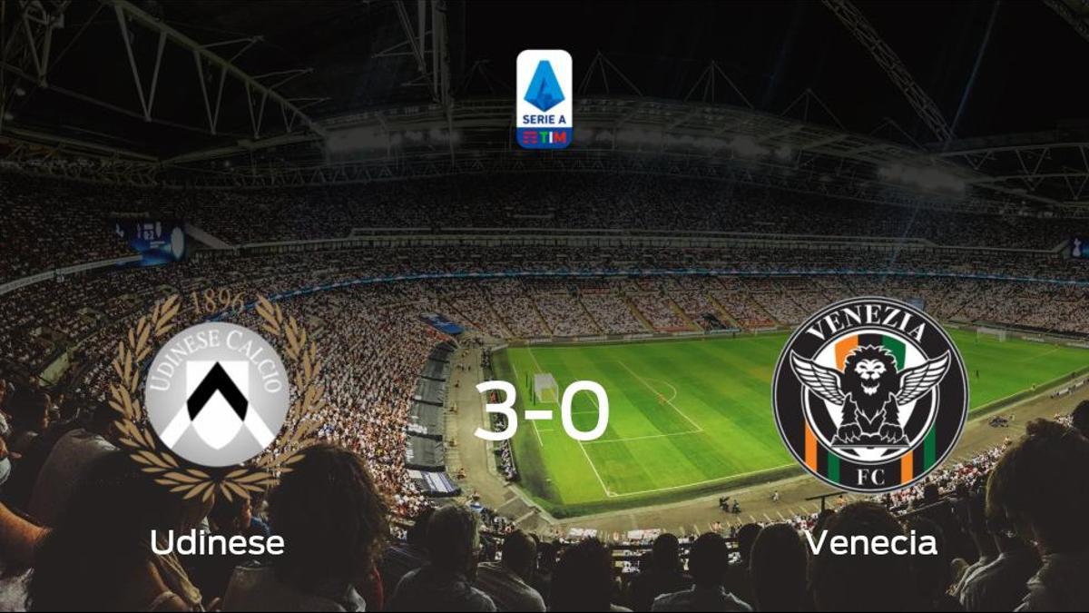El Udinese consigue los tres puntos en casa tras pasar por encima del Venecia (3-0)