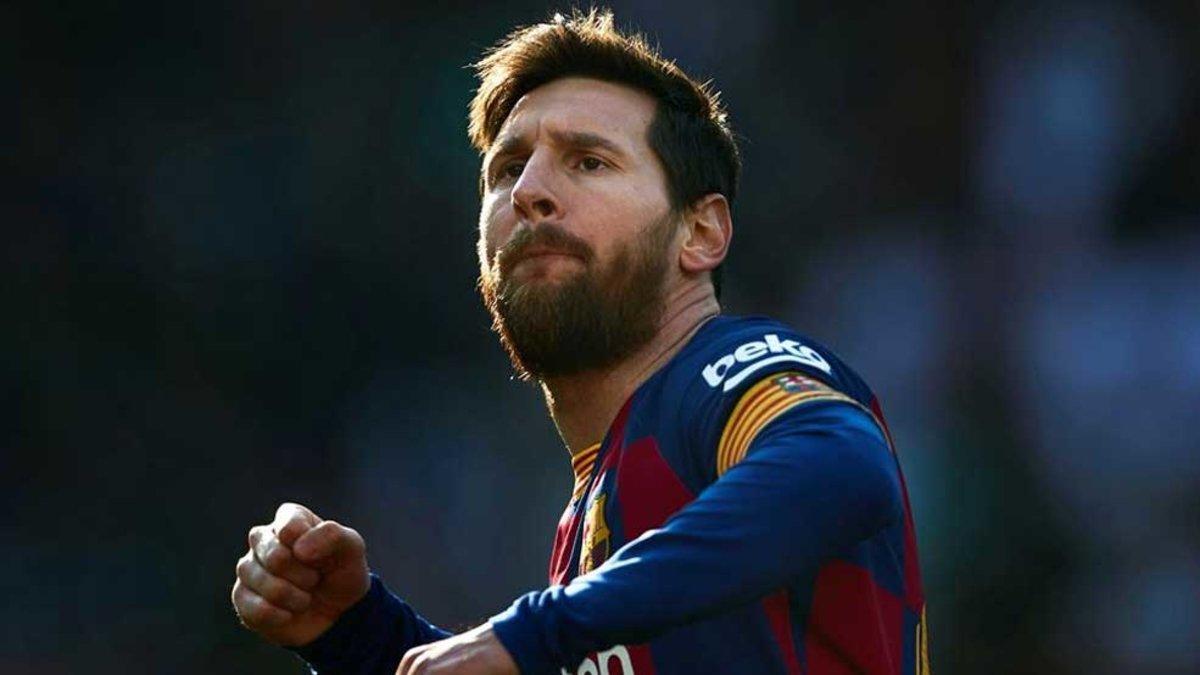 Leo Messi celebrando uno de los cuatro goles que anotó el 22 de febrero en el Camp Nou contra el Eibar (5-0)