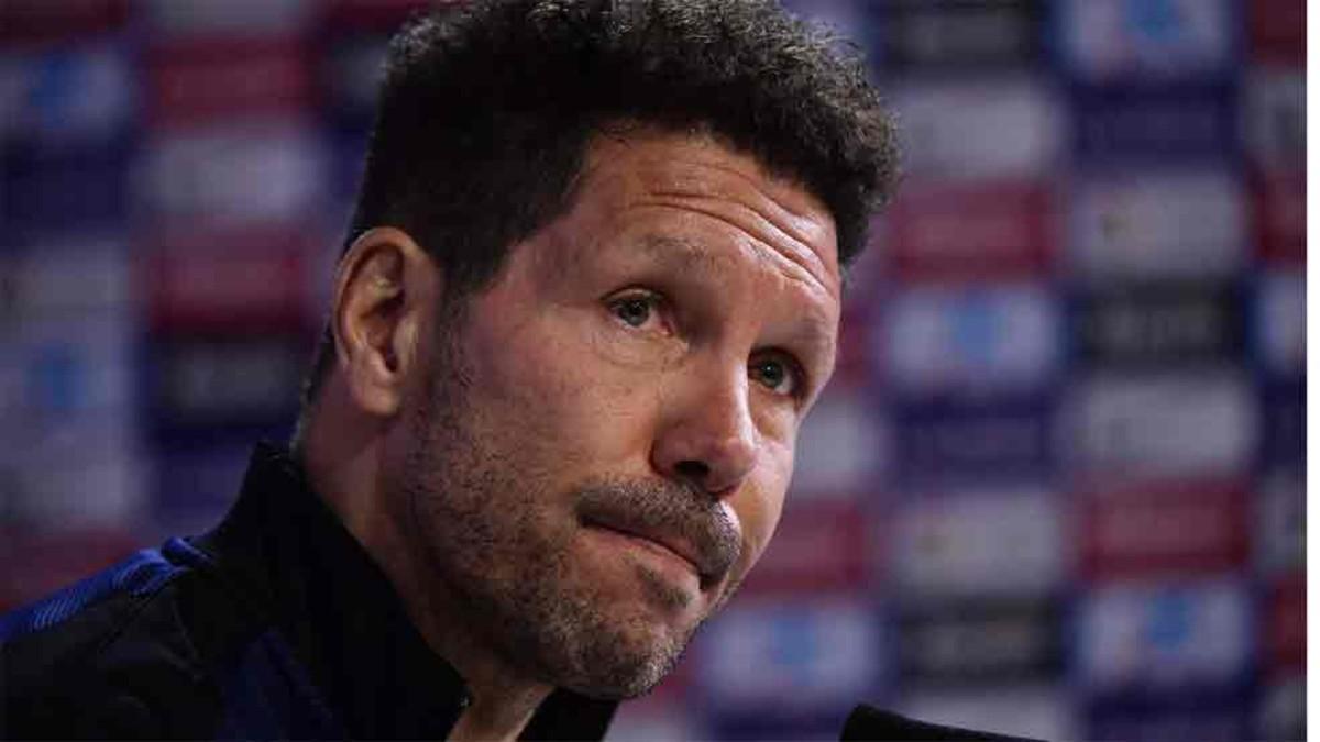 Simeone, durante la rueda de prensa