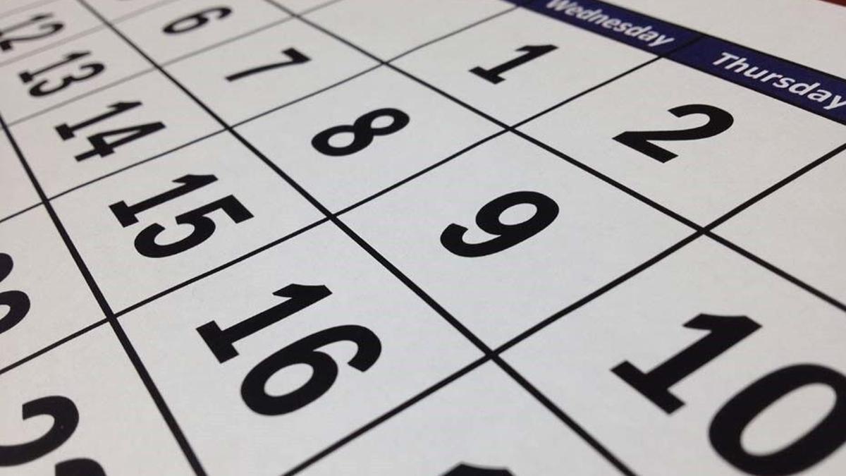 Fechas de un calendario.