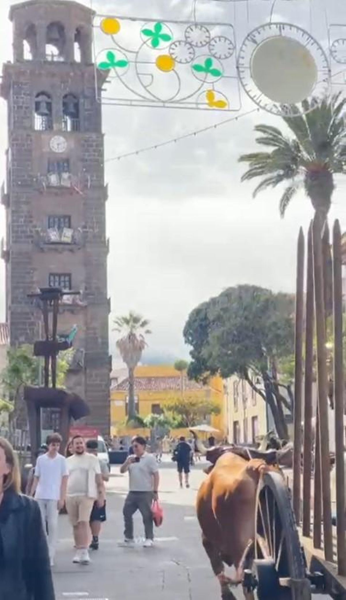 Captura del vídeo de la carreta cerca de la Iglesia de la Concepción