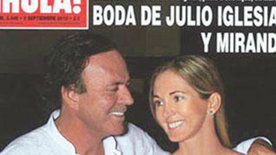 Portada de la revista sobre la boda de Julio Iglesias y Miranda.