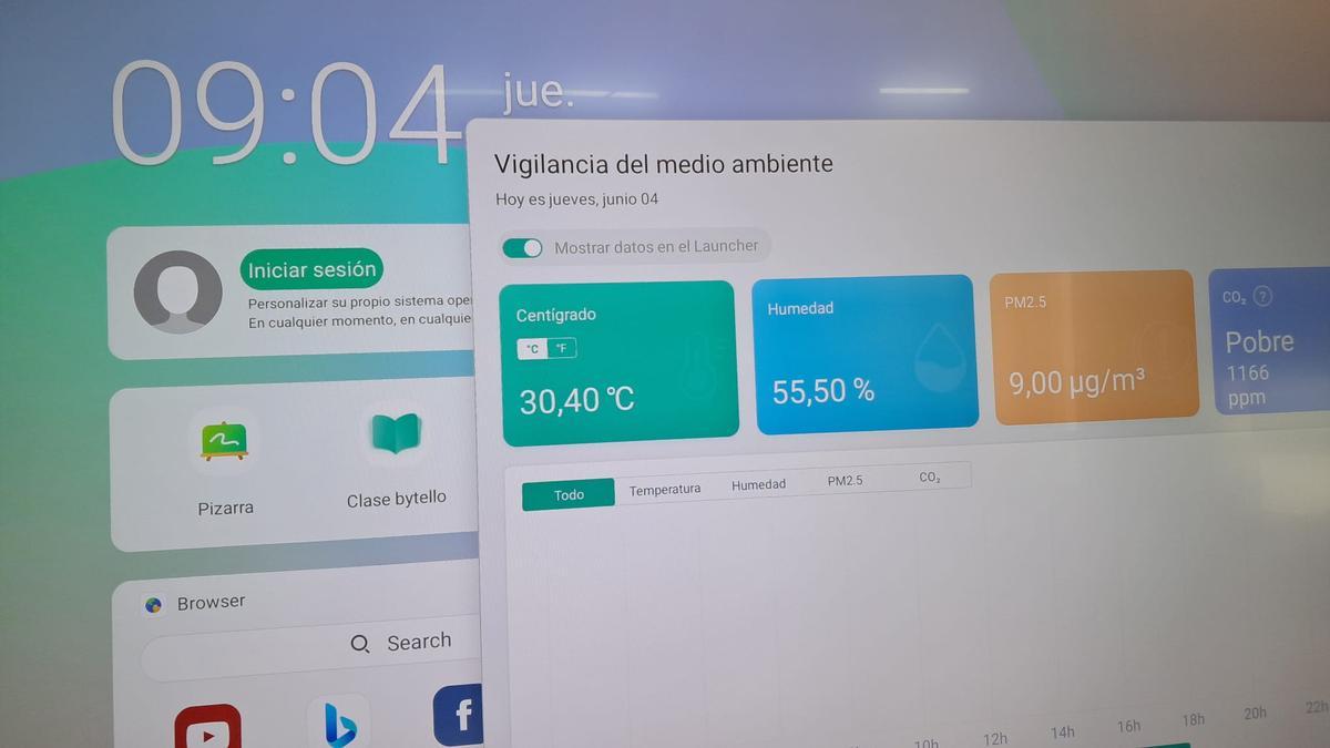 En el IES Rei En Jaume de Alzira, esta mañana a las 9 horas, ya se registraban 30 grados en algunas aulas.