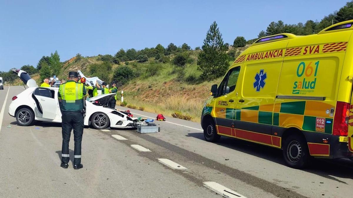 Accidente de tráfico con un fallecido en la N-211, a la altura de Castel de Cabra (Teruel).