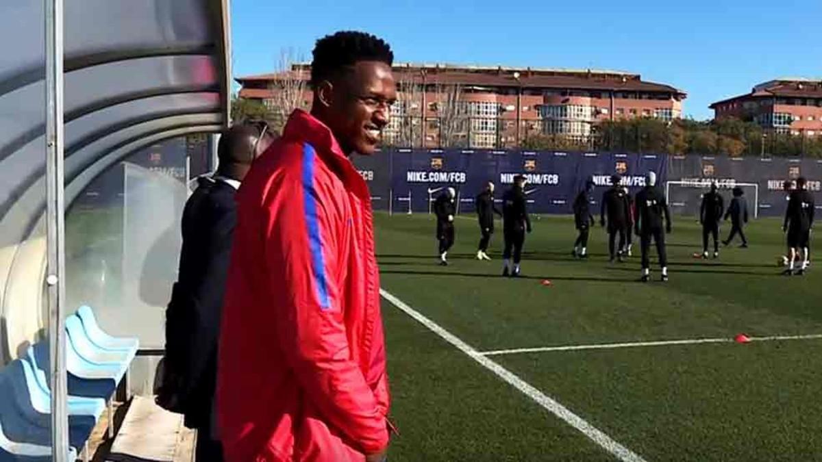 Yerry Mina, en el entrenamiento