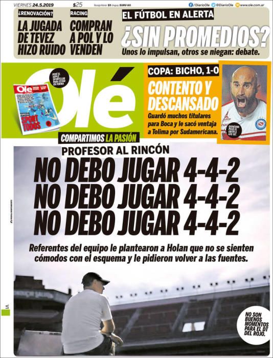 Portada OLÉ viernes 24 de mayo de 2019