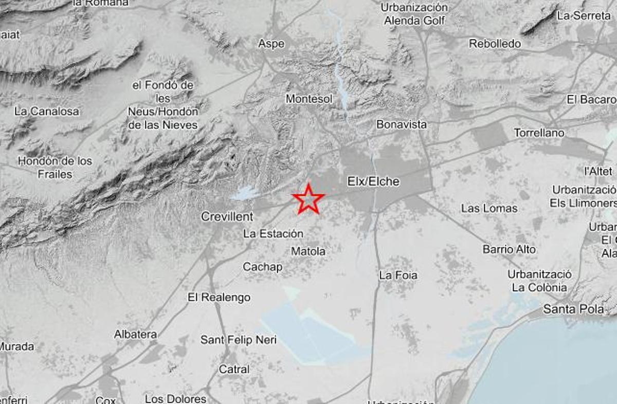 La tierra tiembla en Elche: registrado un terremoto de magnitud 1,9 de madrugada