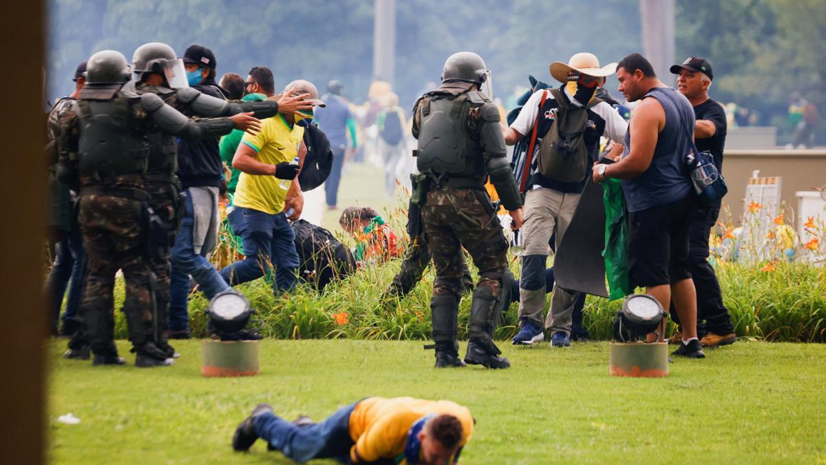 Supporters of Brazil's former President Jair Bolsonaro demonstrate against President Luiz Inacio Lula da Silva, in Brasilia
