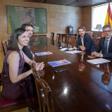 El ministro de Cultura, Ernest Urtasun, y el ministro de la Presidencia, Justicia, Félix Bolaños, durante su encuentro con la líder de Podemos, Ione Belarra, y el diputado Javier Sánchez Serna. 