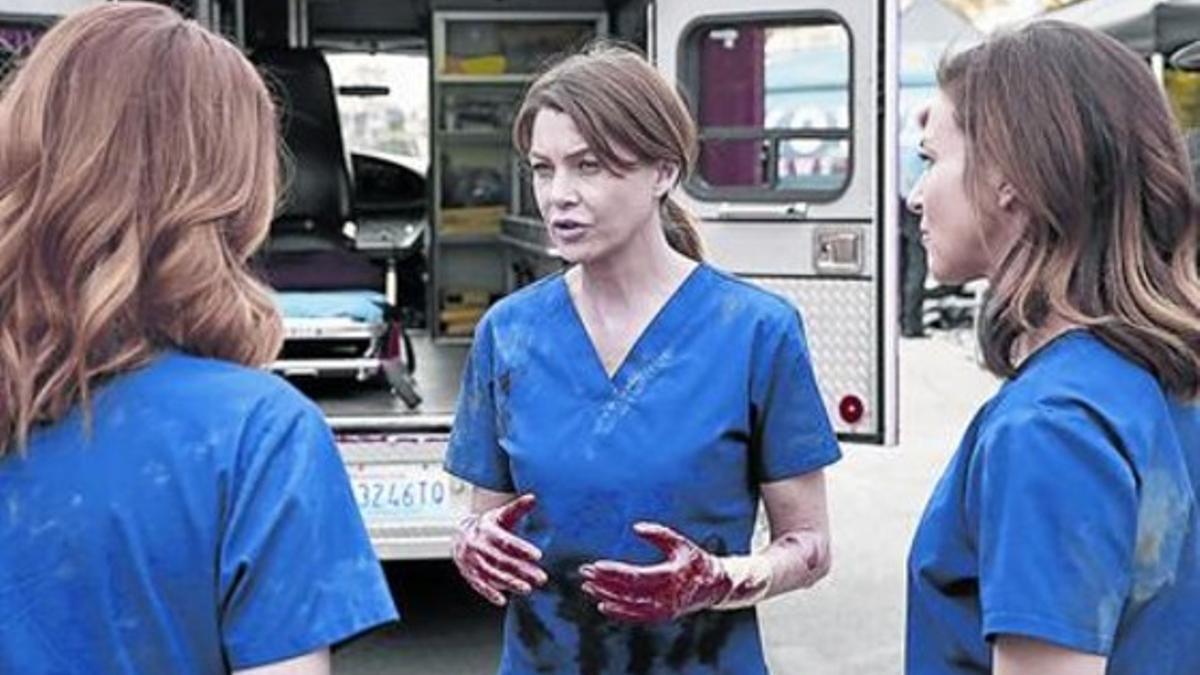 La protagonista de 'Anatomía de Grey', Ellen Pompeo, en una impactante imagen del último episodio.