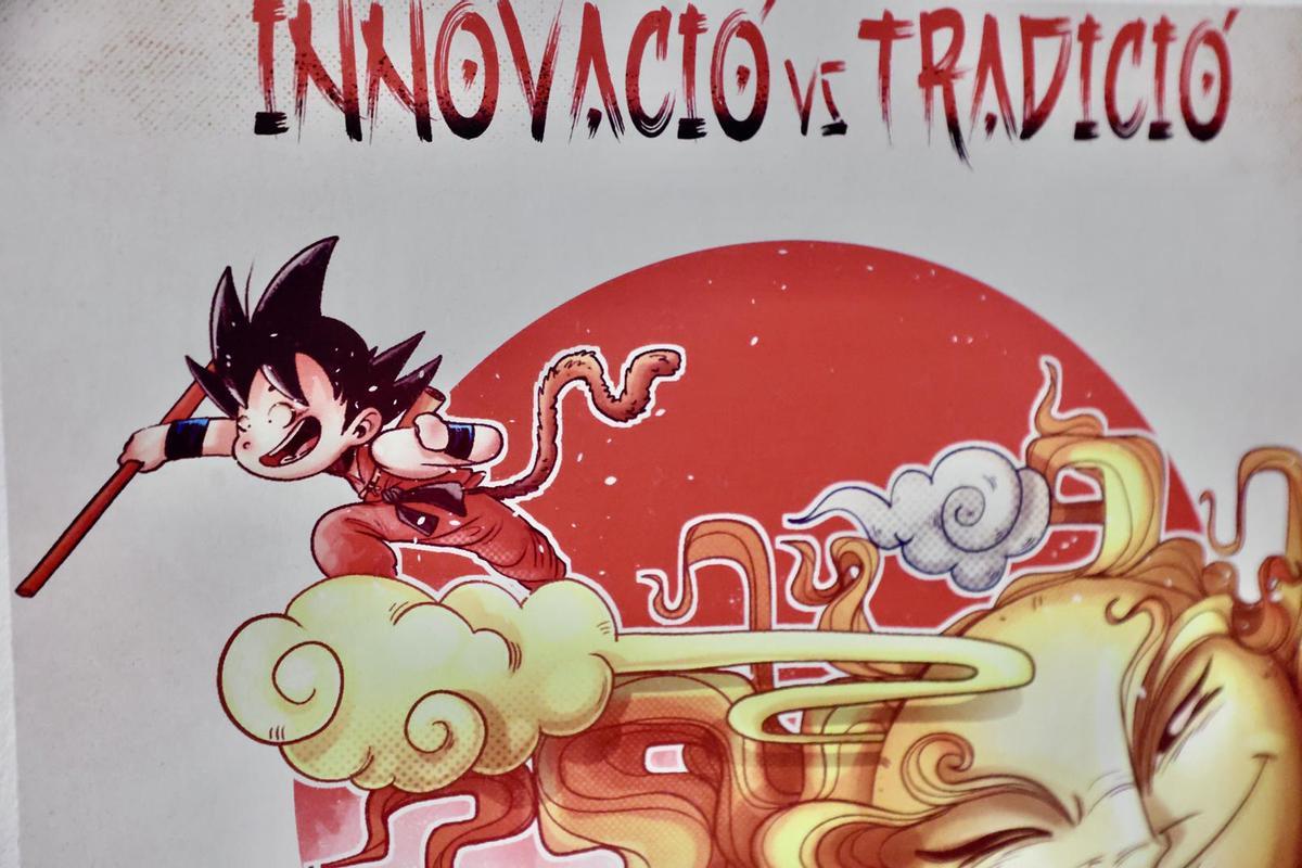 Goku, uno de los personajes de estética japonesa plasmados en una falla por Paco Camallonga.