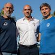 Los técnicos de los tres equipos catalanes, durante la presentación de la Final Four