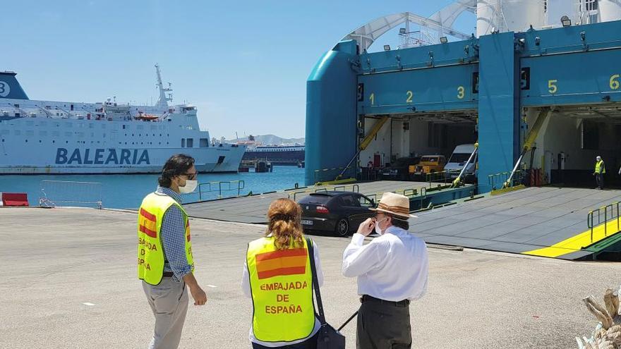 Llegada del ferry a Málaga.