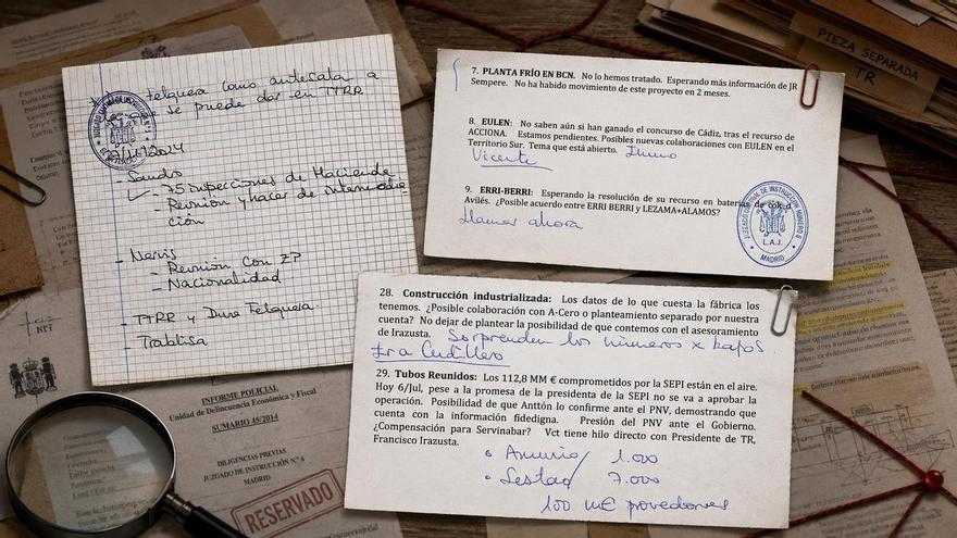 Las anotaciones asturianas en las libretas de Leire Díez y su trama: un "pacto" para el derribo de las baterías de Avilés, Duro Felguera y un misterioso viaje a Cudillero