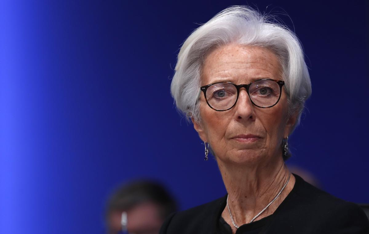 La presidenta del BCE, Christine Lagarde, en rueda de prensa a 25 de febrero de 2022. 