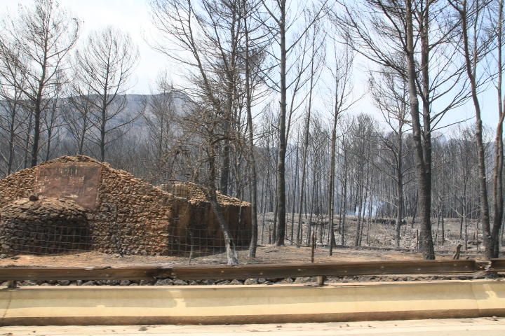 Incendio forestal entre Pinet, La drova y Marxuquera