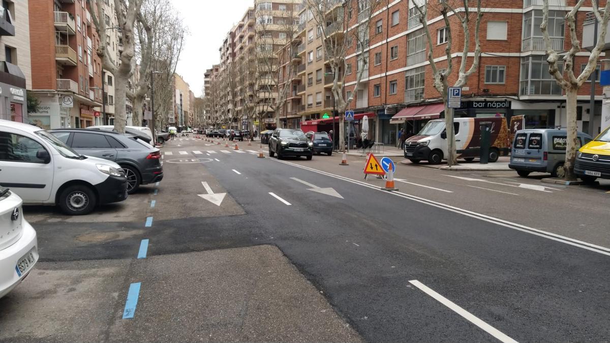 Aspecto de la avenida de Tres Cruces este martes por la mañana.