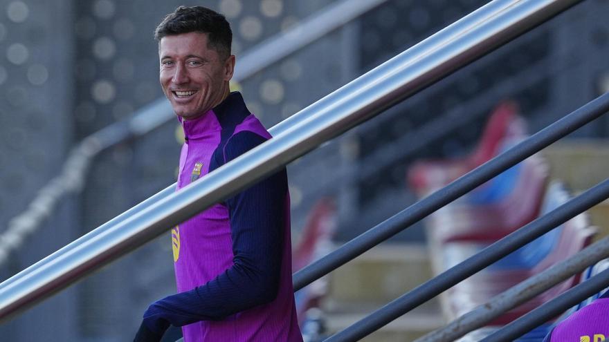 Robert Lewandowski durante un entrenamiento