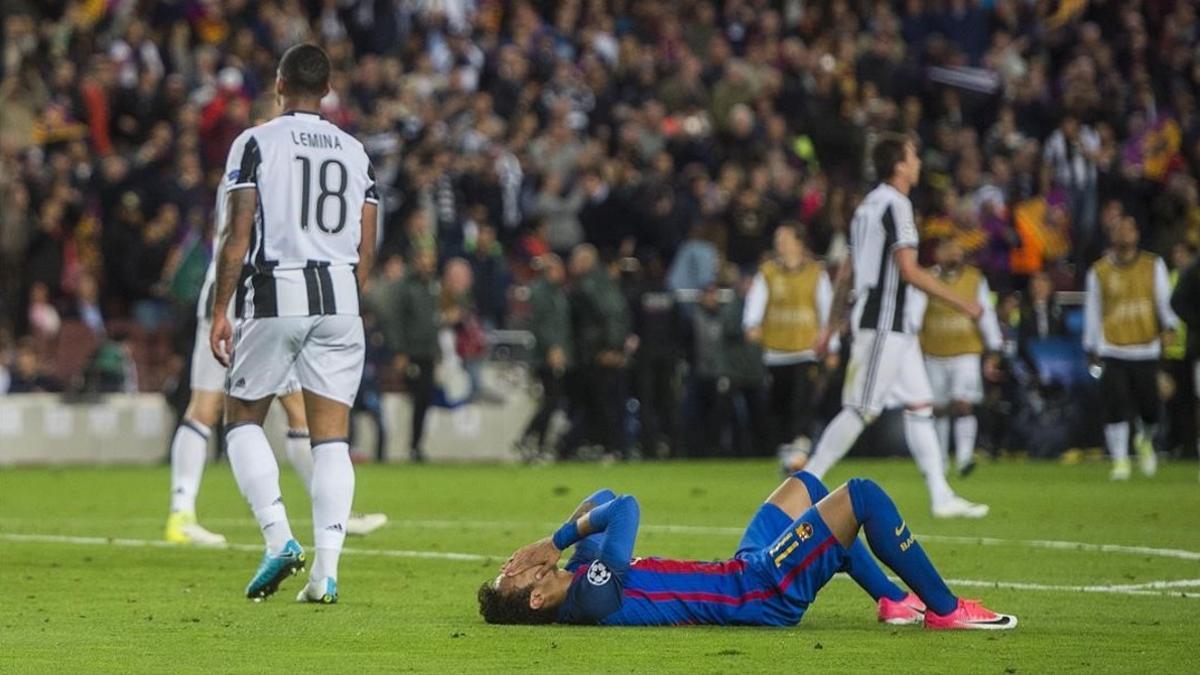 Neymar, abatido al final del partido.