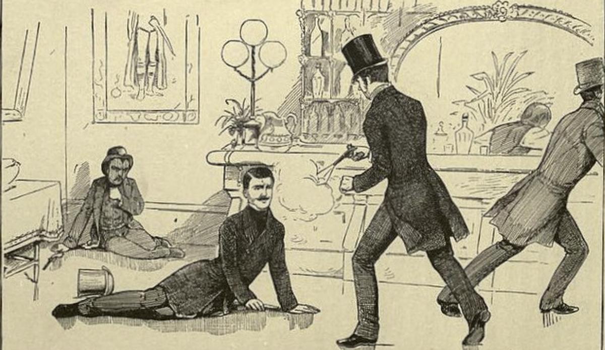 Ilustración del asesinato de William Poole publicada en Recollections of a New York Chief of Police, de George W. Walling (1887).