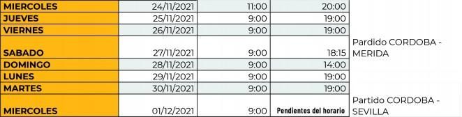 Horario de las taquillas de El Arcángel.