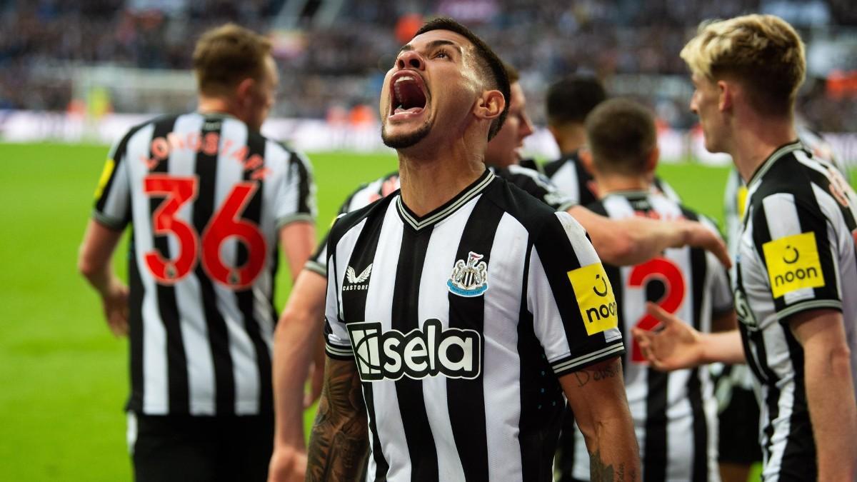 Bruno Guimaraes, celebrando un gol del Newcastle