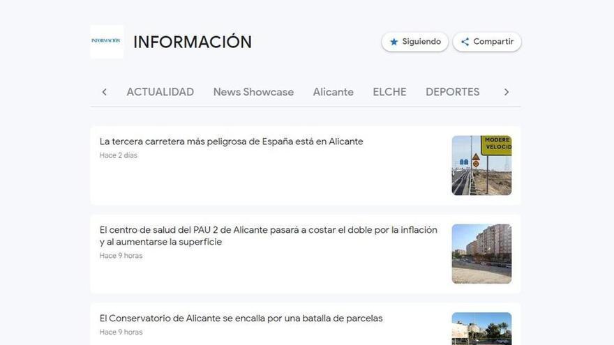 ¿Cómo seguir las noticias de INFORMACIÓN en Google News?