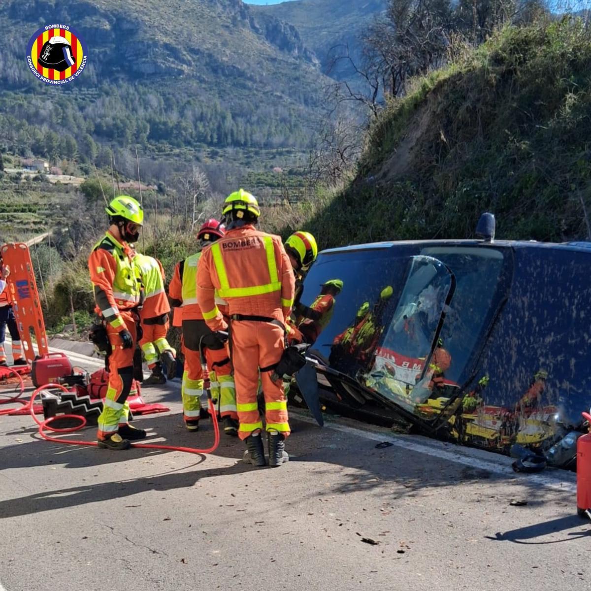 Imagen del accidente en Montitxelvo.