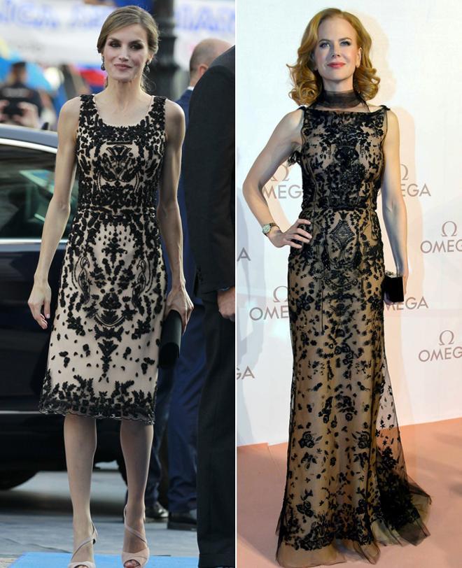 Letizia Ortiz y Nicole Kidman con vestido de Oscar de la Renta