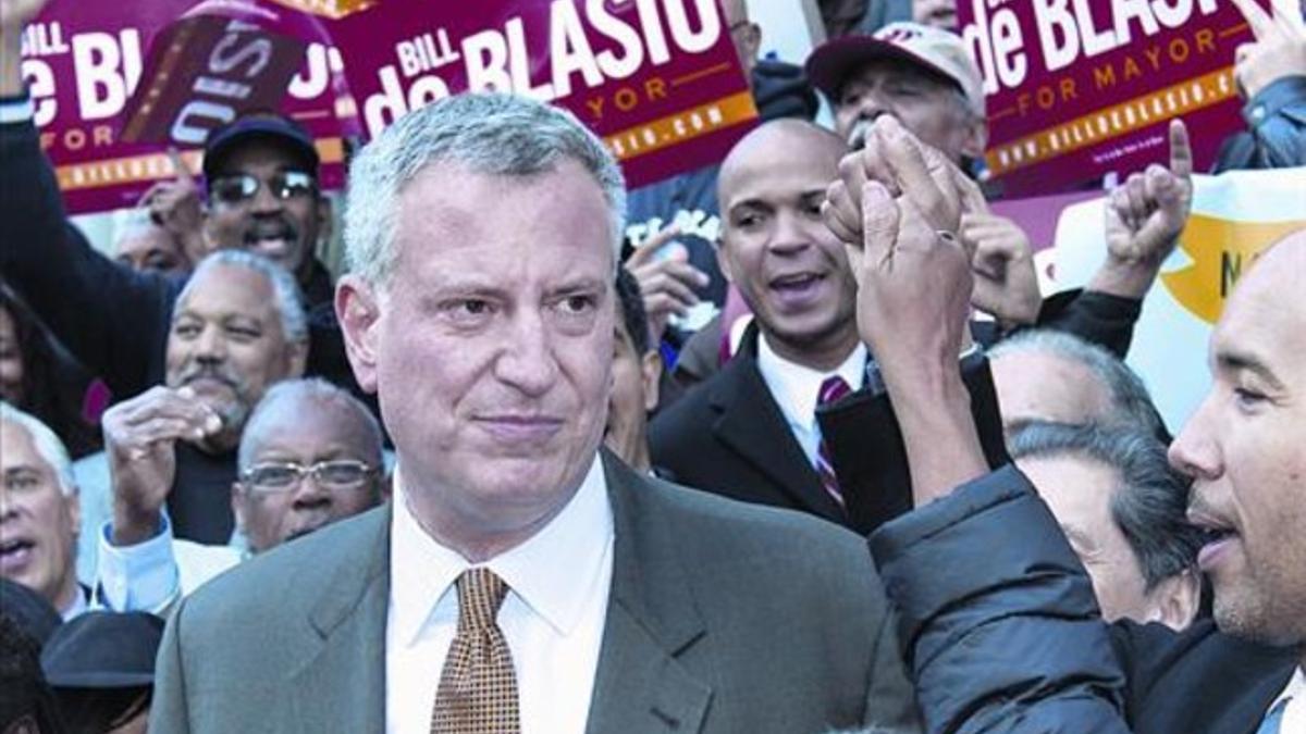 El candidato demócrata a la alcaldía de Nueva York, Bill de Blasio, en un acto de campaña el domingo.