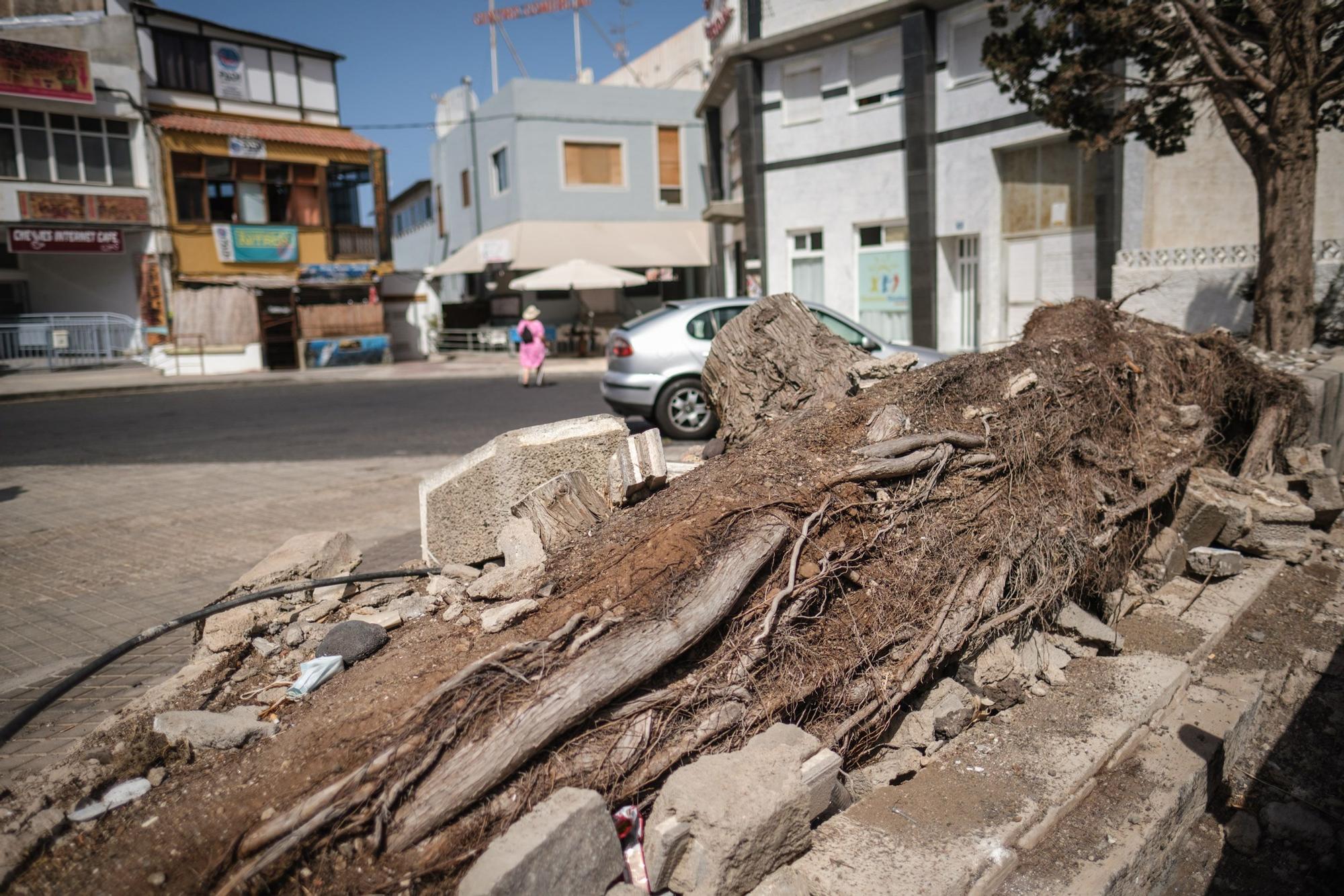 Mal estado de la calle El Coronel, en Arona