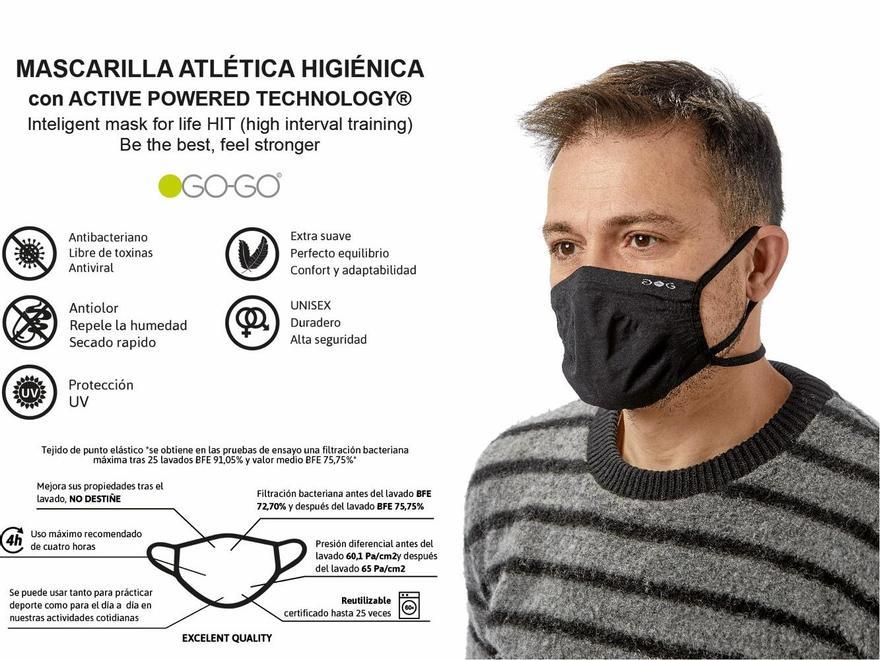La mascarilla Atlética es antibacteriana, antiviral, sostenible y lavable.
