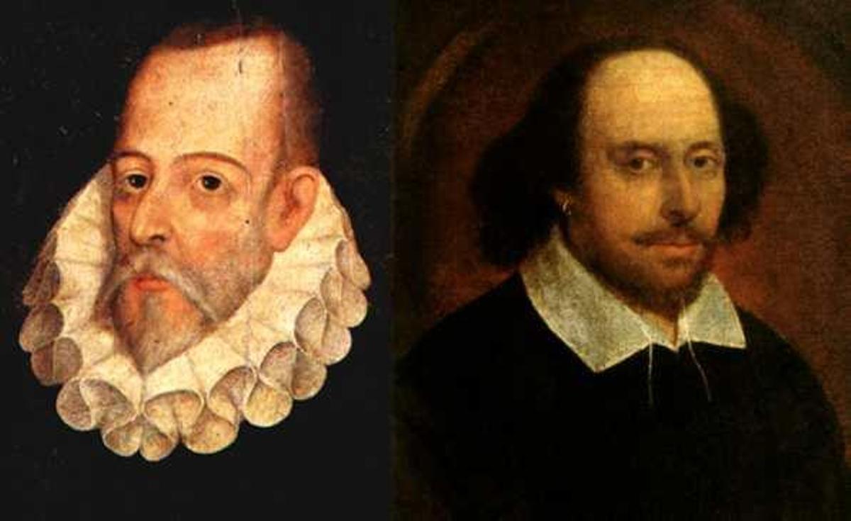 Retratos de Cervantes y Shakespeare.