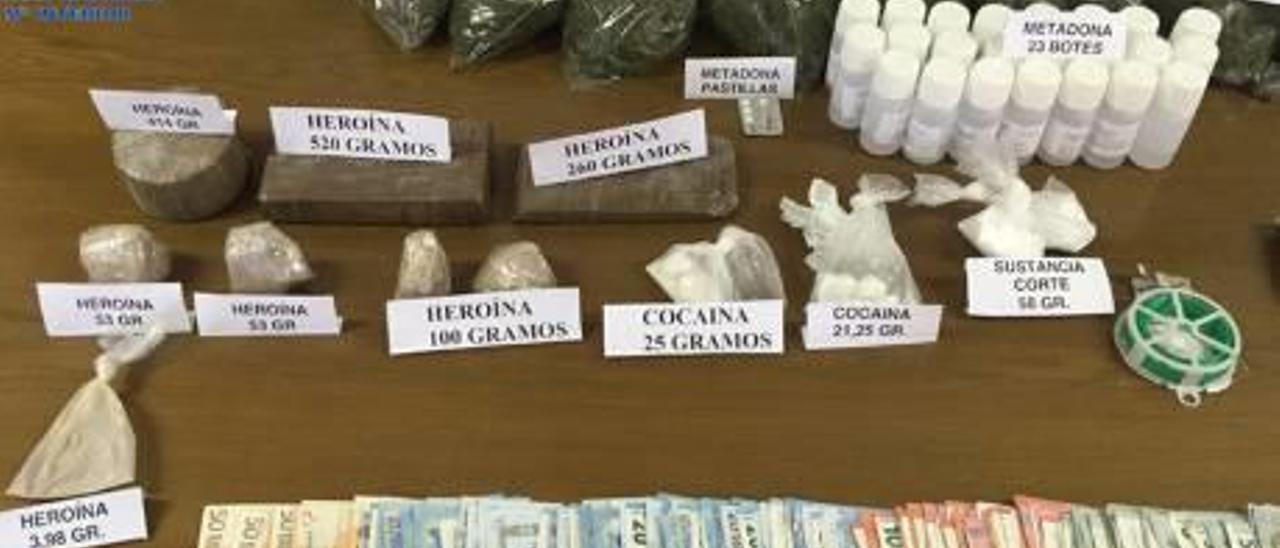 Desmantelan una banda de Gandia que vendía heroína, cocaína y marihuana