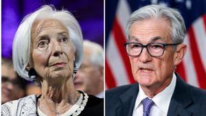 La presidenta del BCE, Christine Lagarde, y el gobernador de la Reserva Federal, Jerome Powell