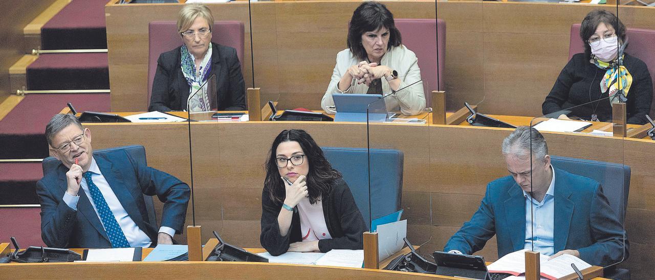 Los miembros del Botànic, esta semana en las Cortes.