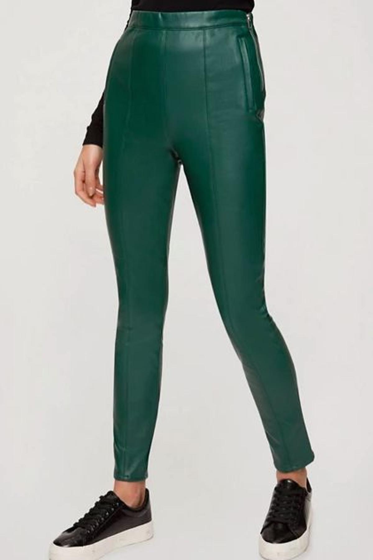 Leggings verdes de cuero sintético de Miss Selfridge