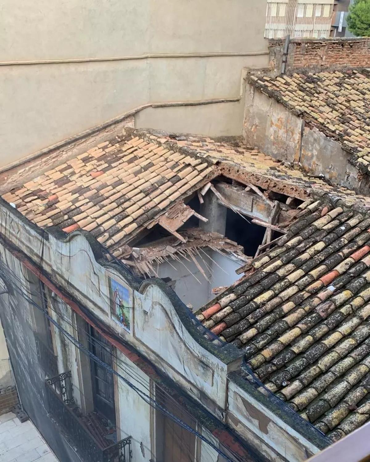 El derrumbe del tejado hace casi un año.